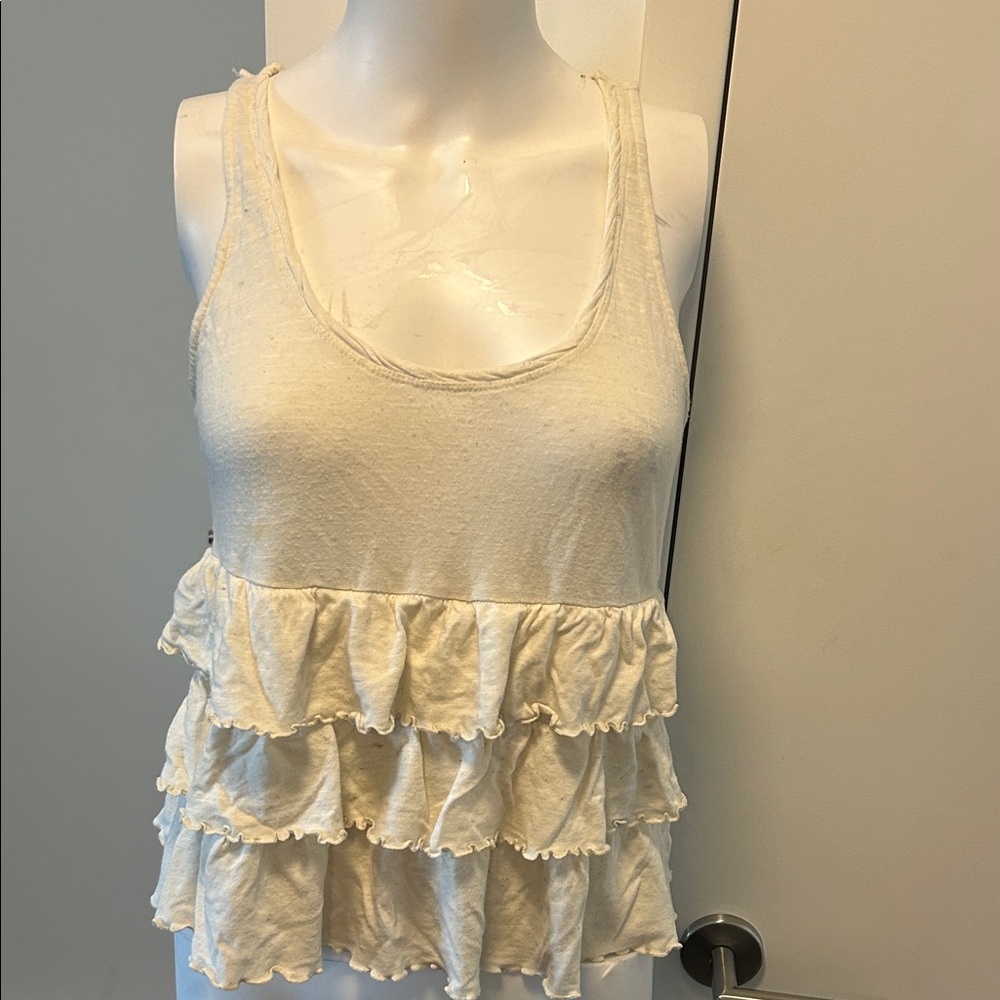 Guess Ivory Ruffle Tiered Tank Top
